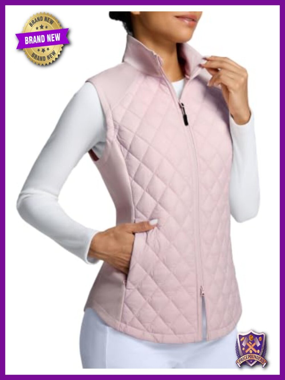Women's Puffer Vest Lightweight Water Resistant Quilted Zip Golf